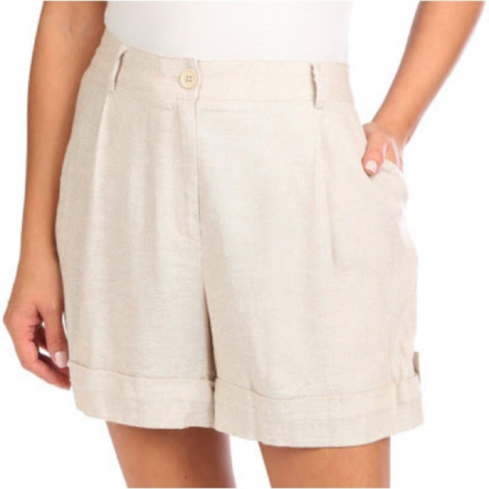Women's Tan Shorts Blue Sol Sz 6 Linen Blend NWT